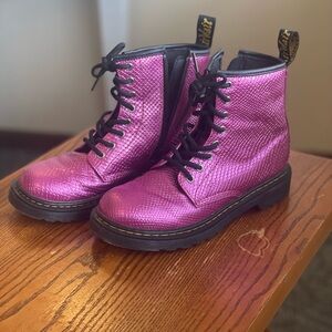 Dr. Martens kids Shimmering Pink Combat Boots size 2